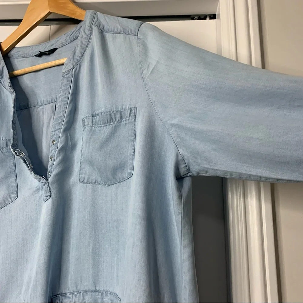 Reitmans Light Blue Denim Look Long Sleeve shirt Dress Women’s Size XXL - Picture 2 of 15